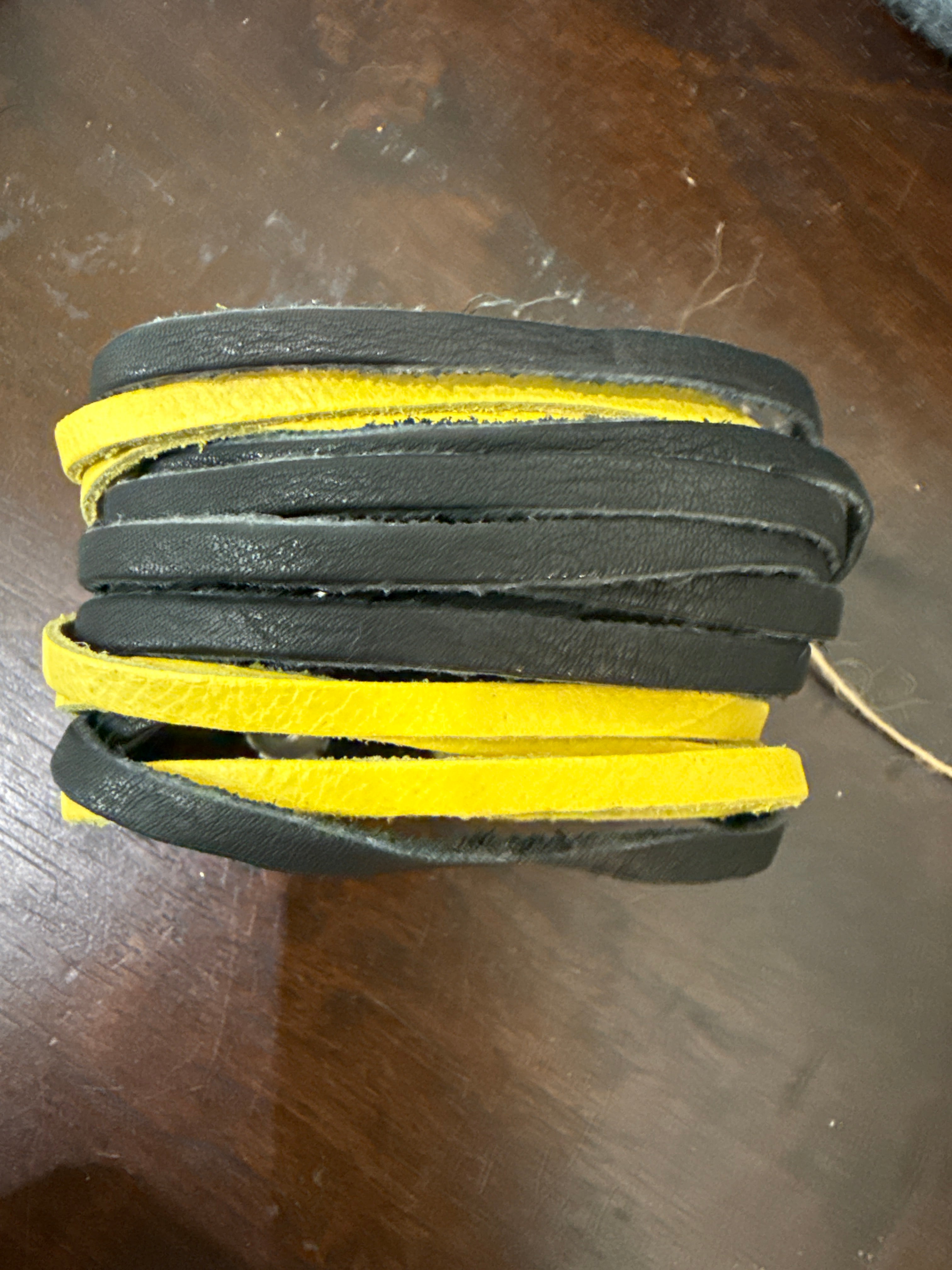 Black & Gold Leather Bracelet