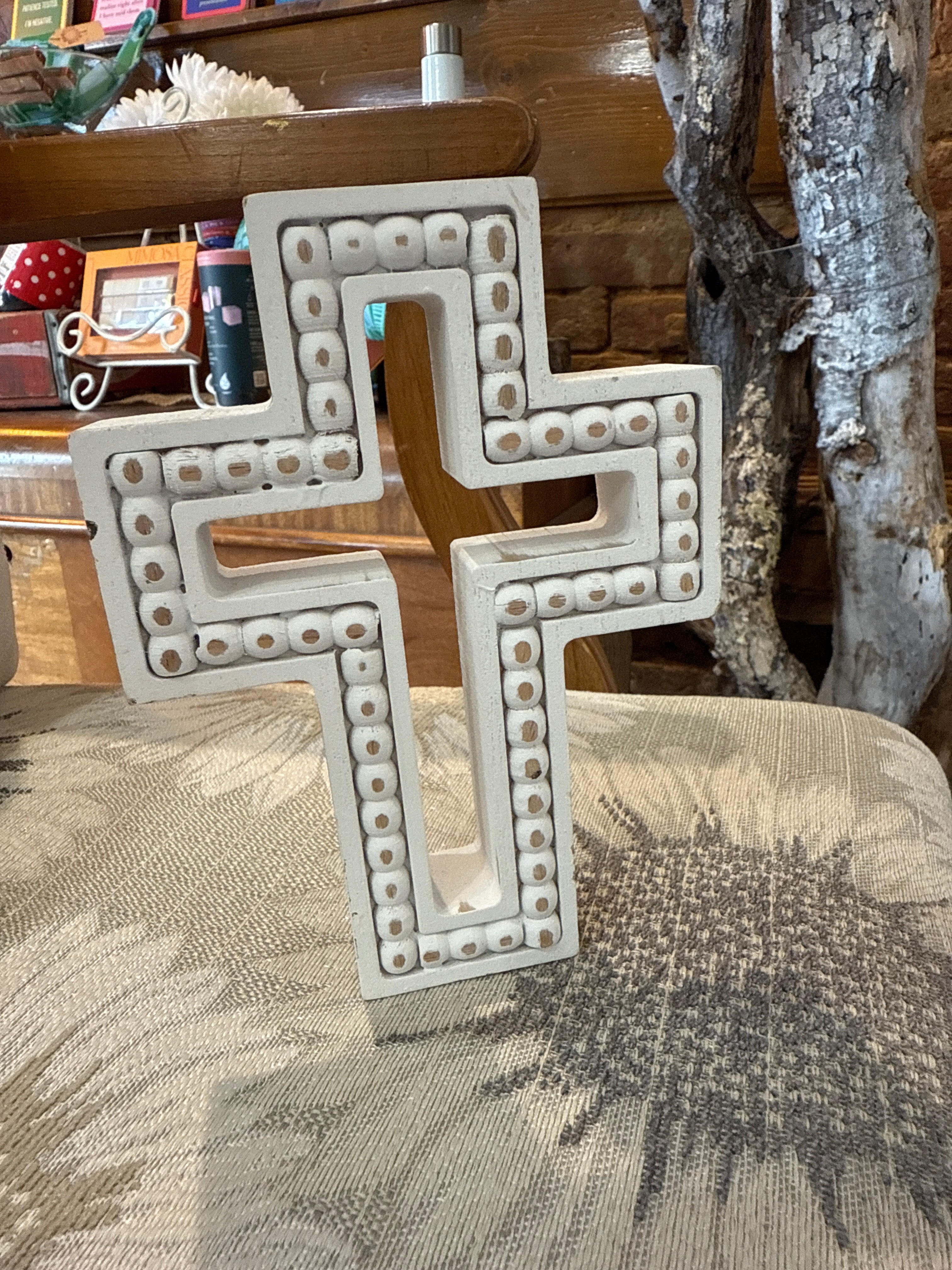 Small beaded wood cross