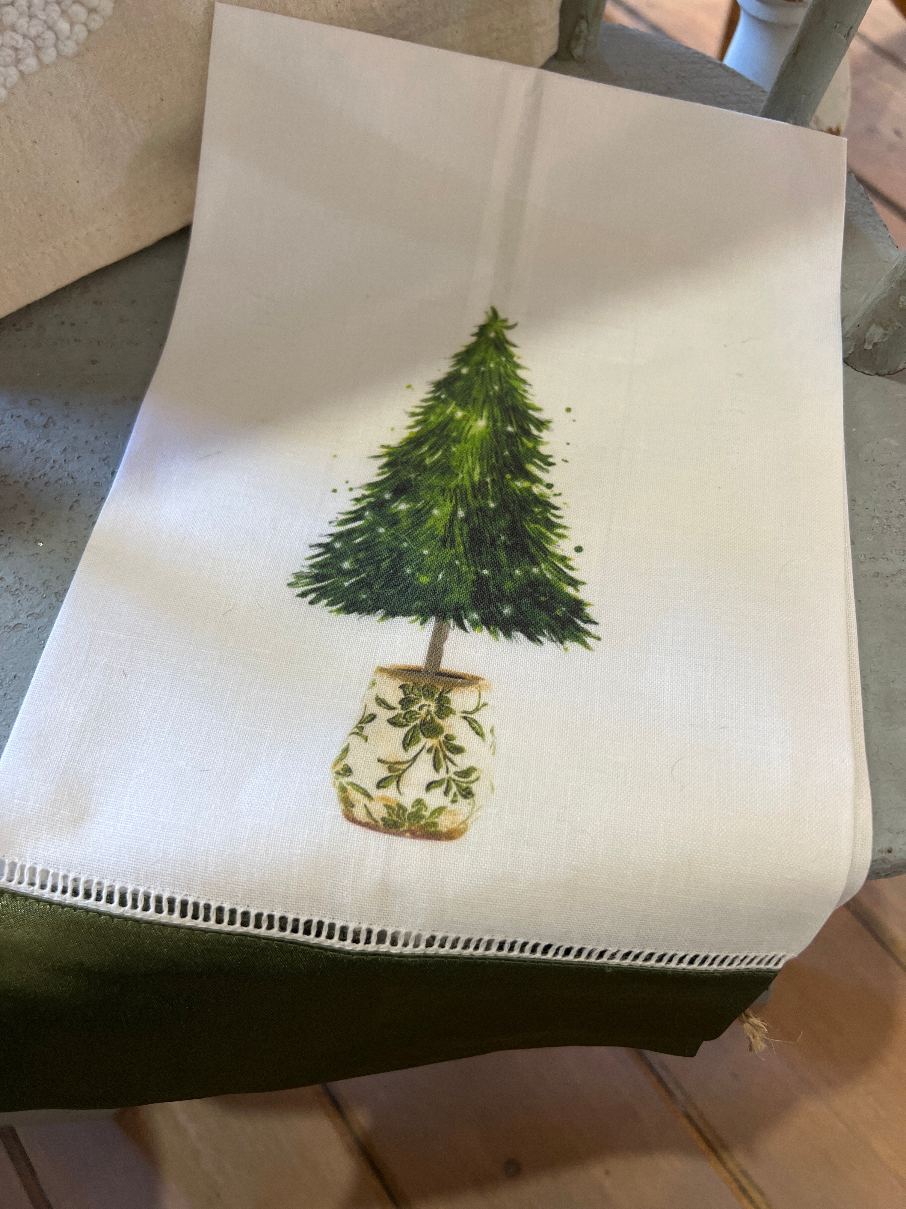 Christmas Tree-Satin tea towel