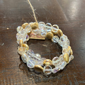 Glass stone and metal 3 row bracelet