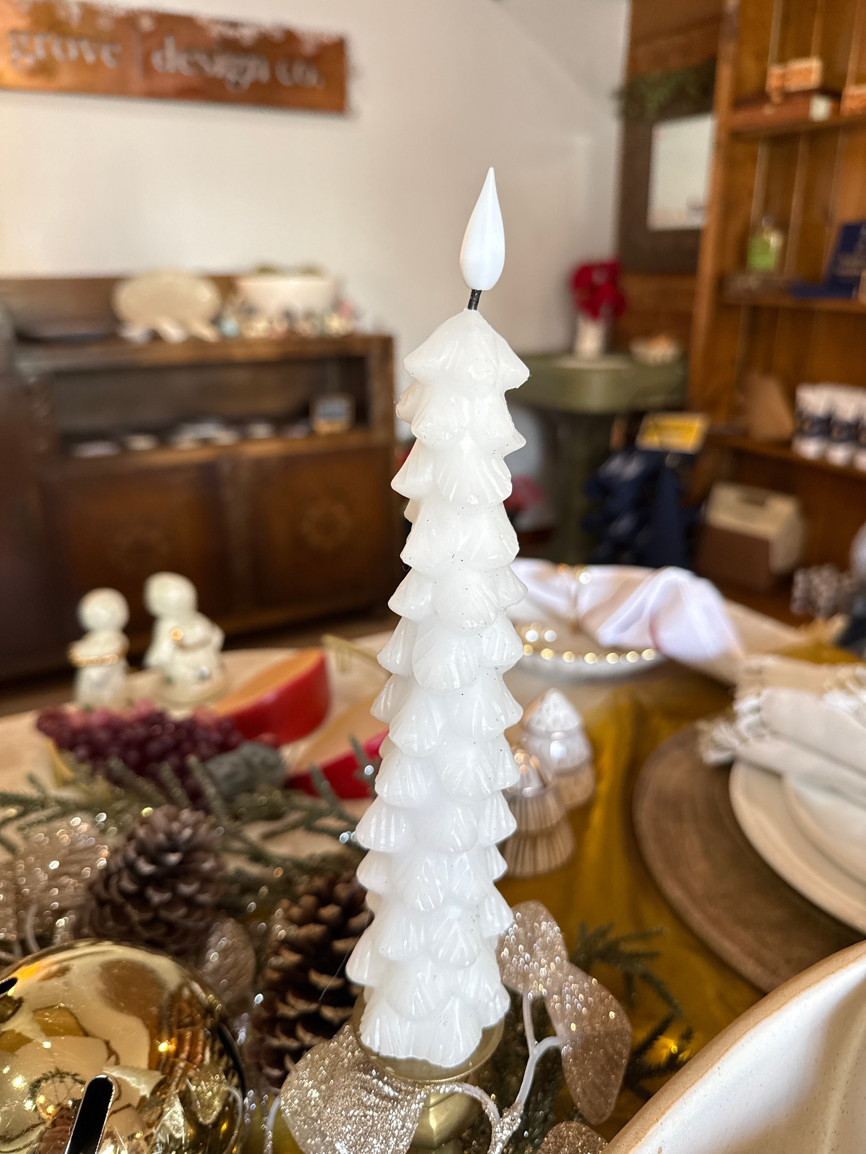 White Christmas Tree Candle Set