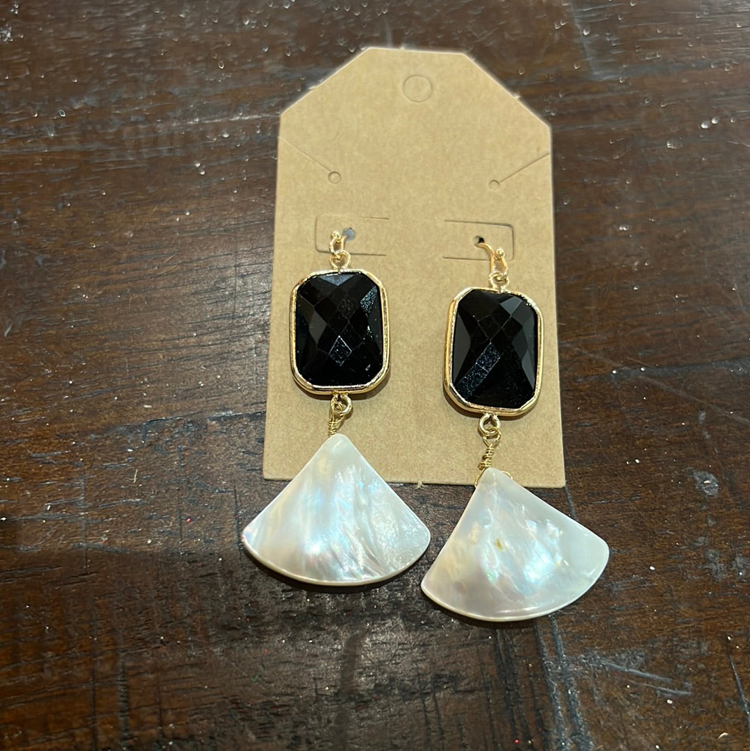 Rectangle and shell earrings