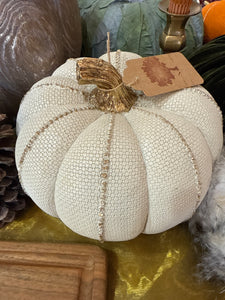 White and Gold Decorative Pumpkin