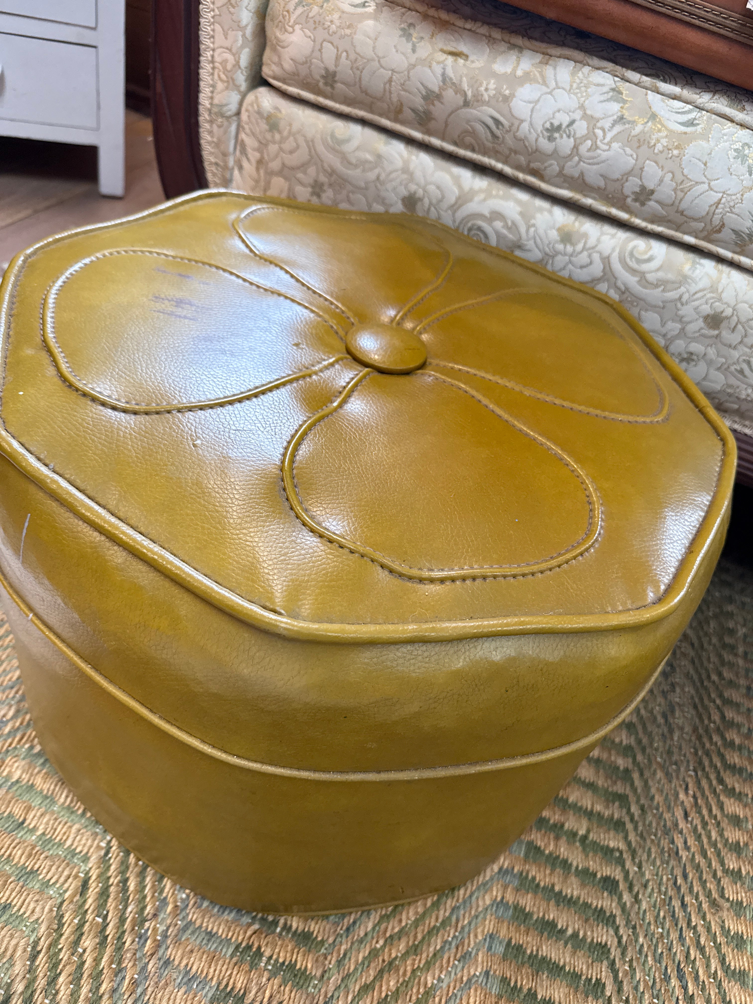 Vintage Mustard Ottoman