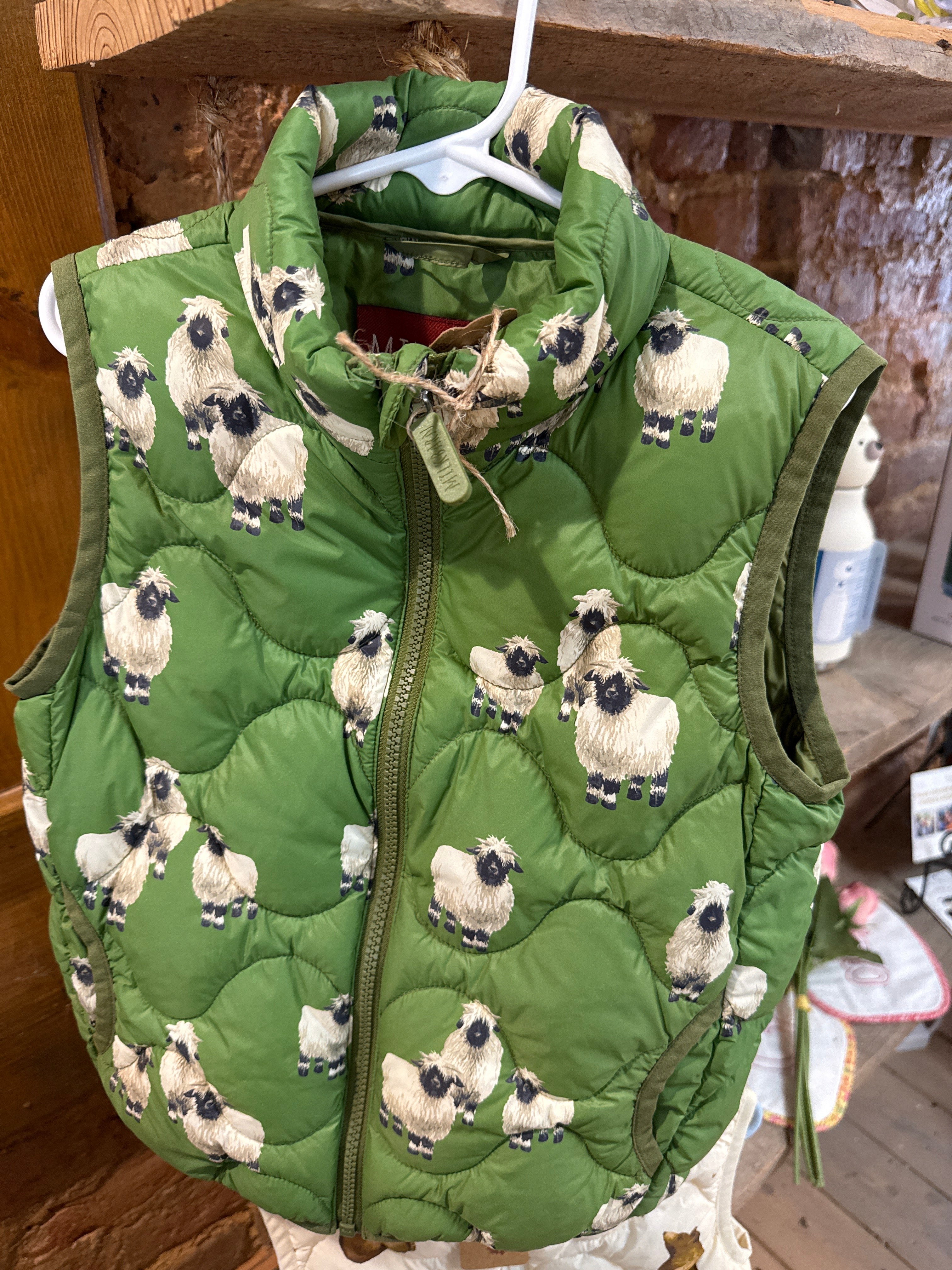 Green Sheep Kids Puffer Vest