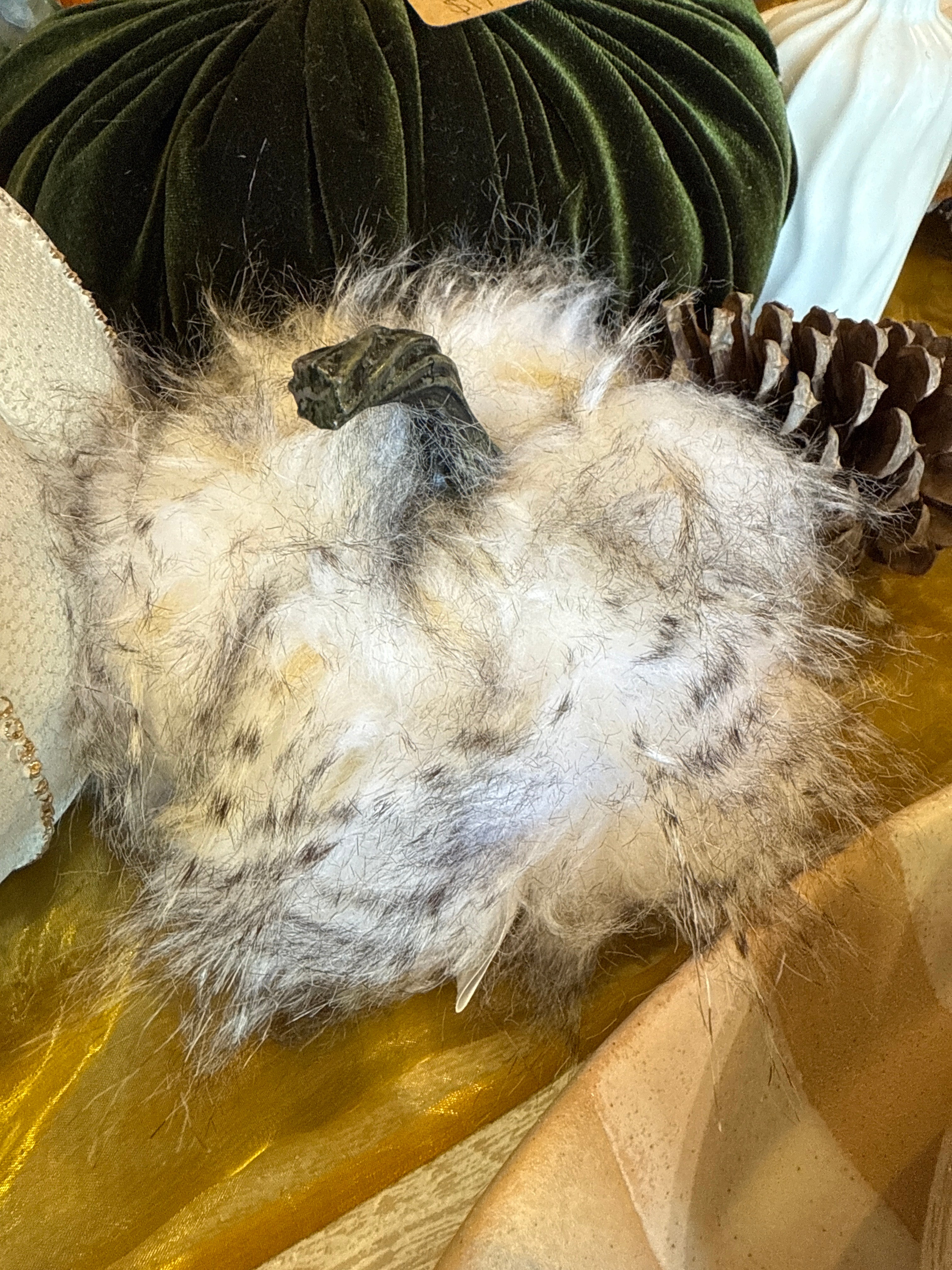 4.5" Gray Pumpkin-Faux Fur
