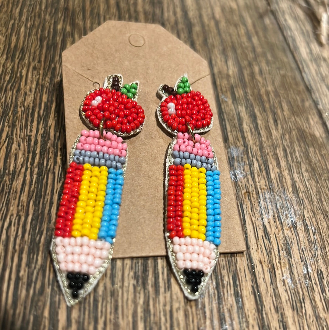 Apple and Pencil Earrings