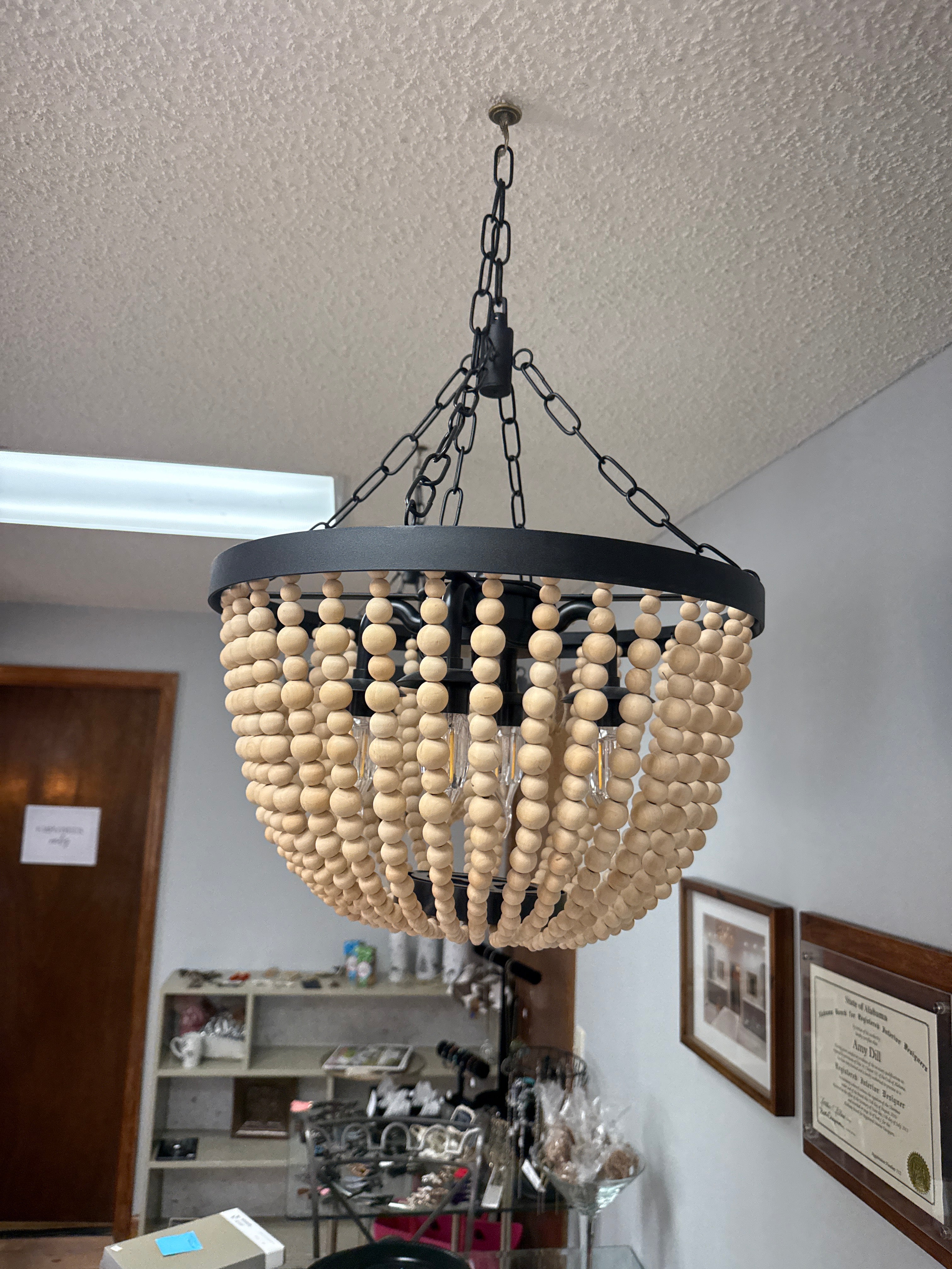LED Wood Bead Chandelier