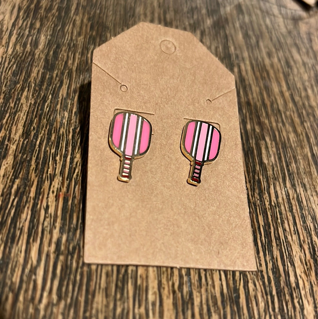 Pickle ball earrings-pink