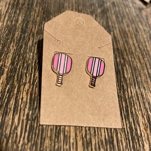 Pickle ball earrings-pink