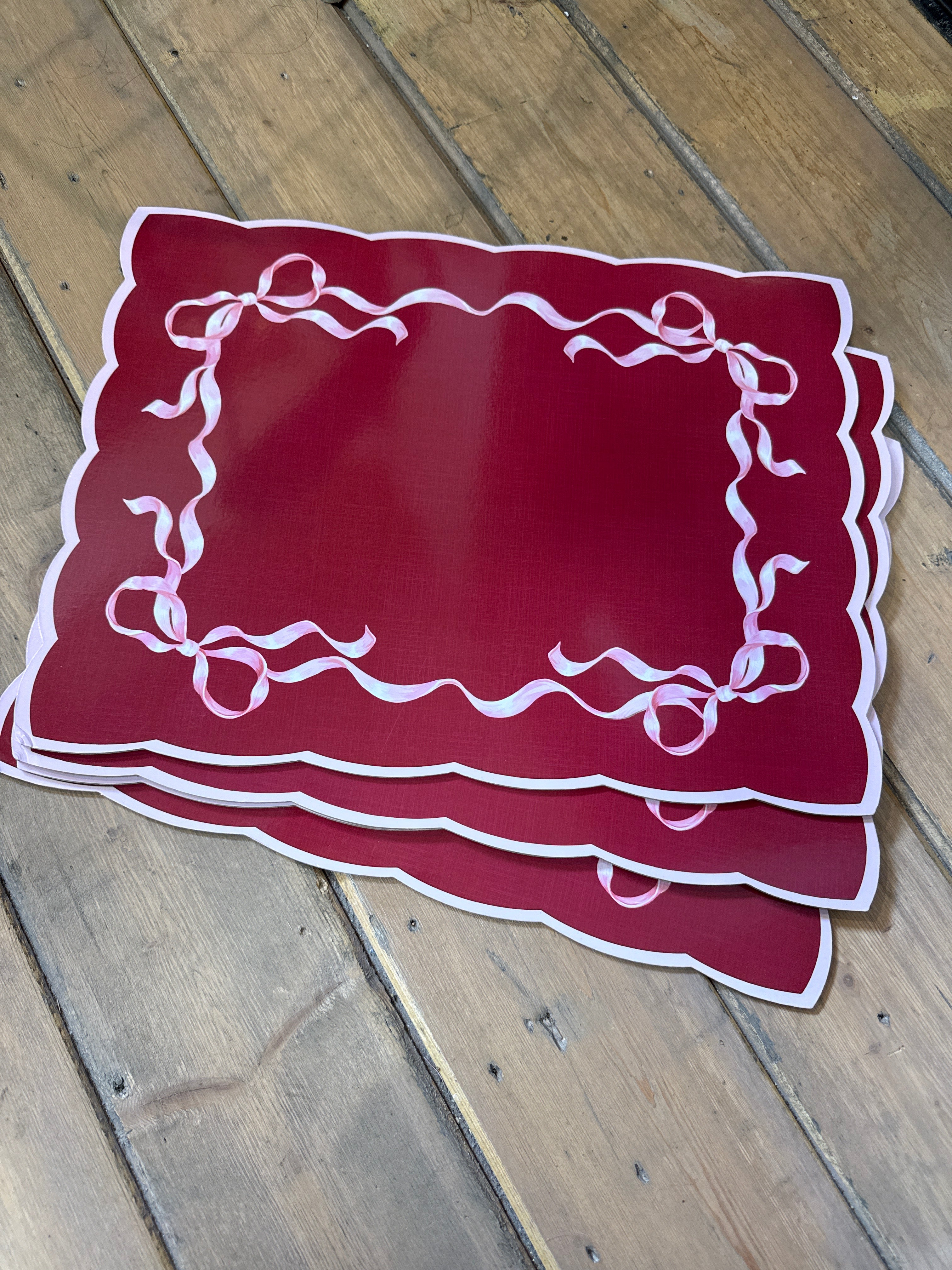 Red/Pink Bow Placemats-S/4