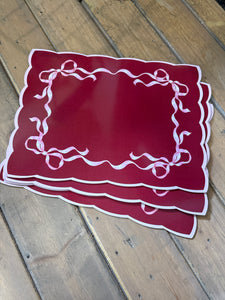 Red/Pink Bow Placemats-S/4
