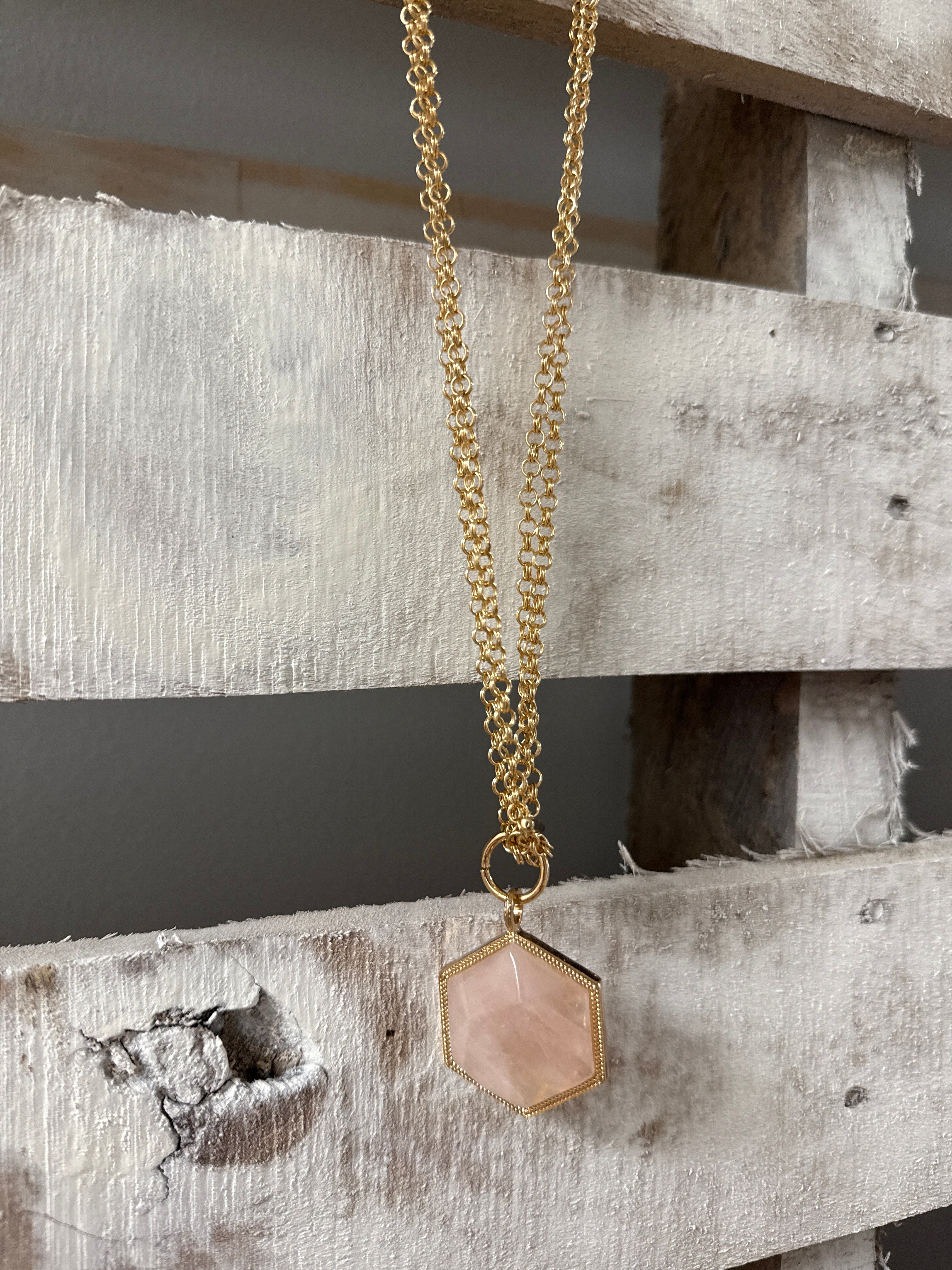 Rose Hexagon Necklace