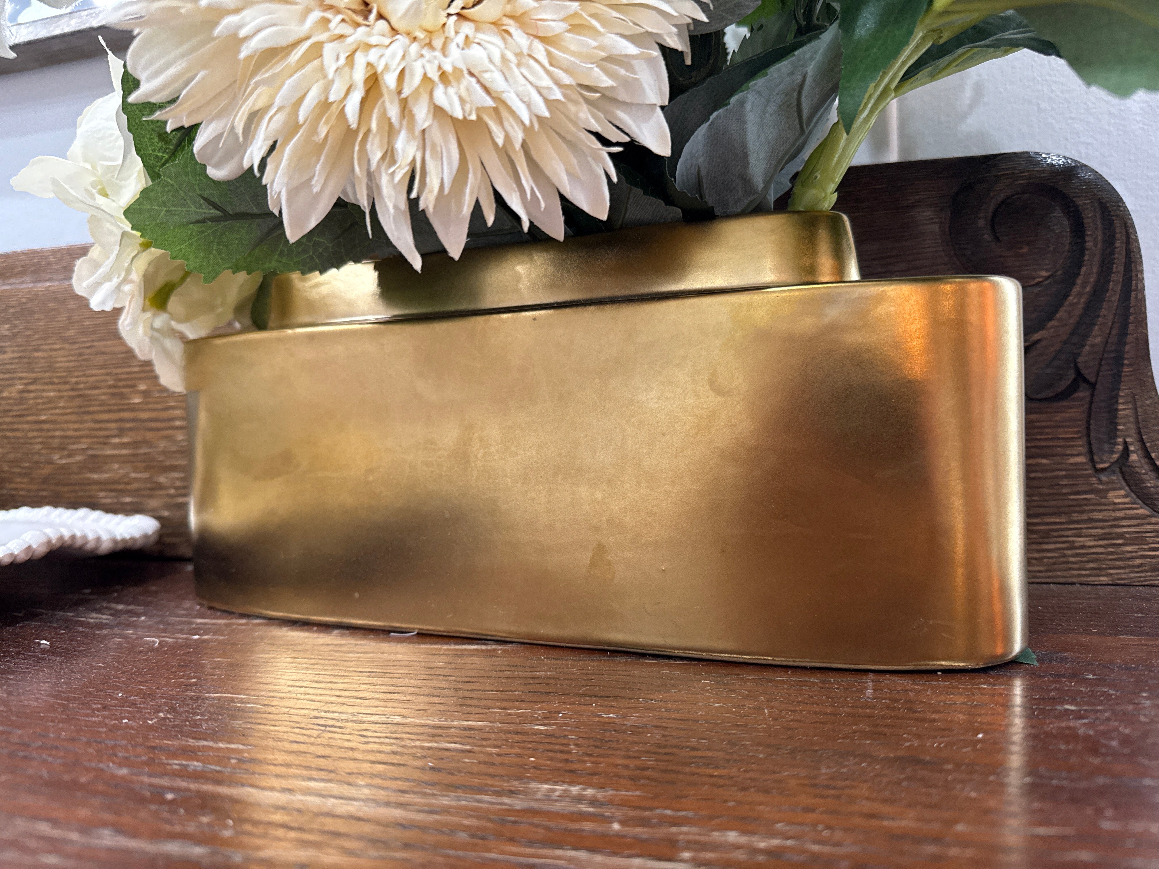 Gold Oval Vase-Ceramic