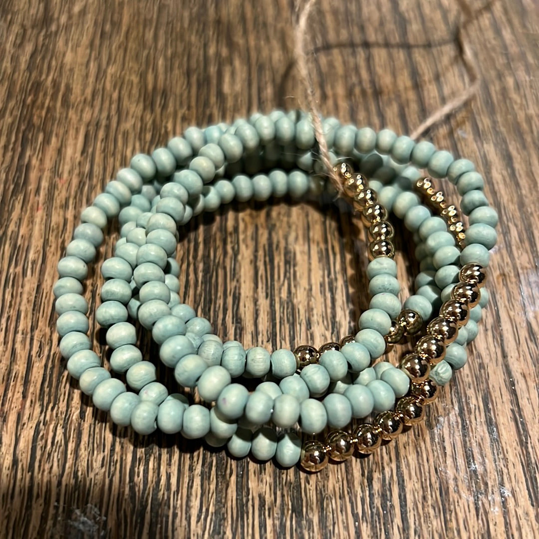 Mint wood and metal bracelet