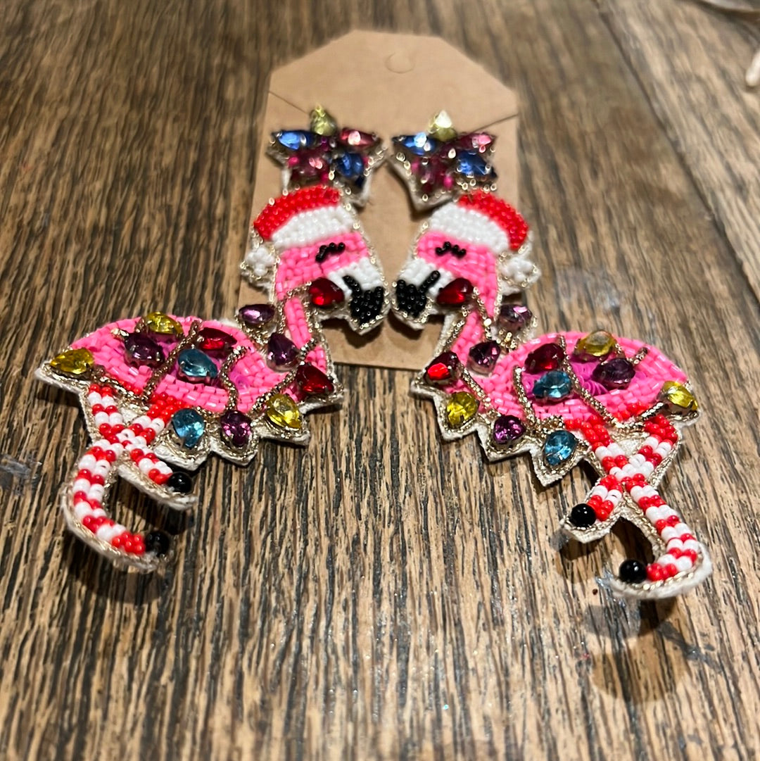 Christmas Flamingo earrings