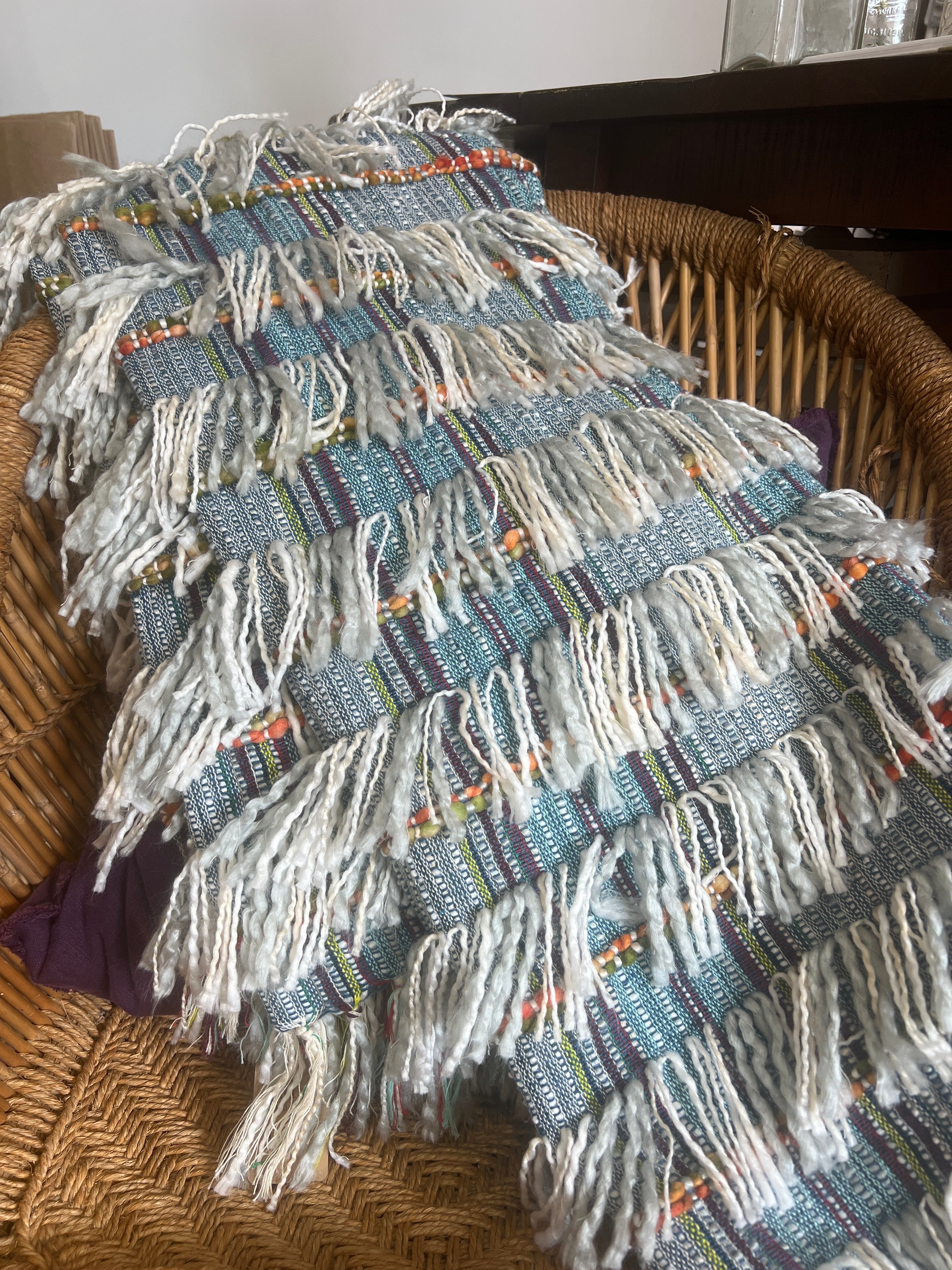 Shaggy Striped Throw
