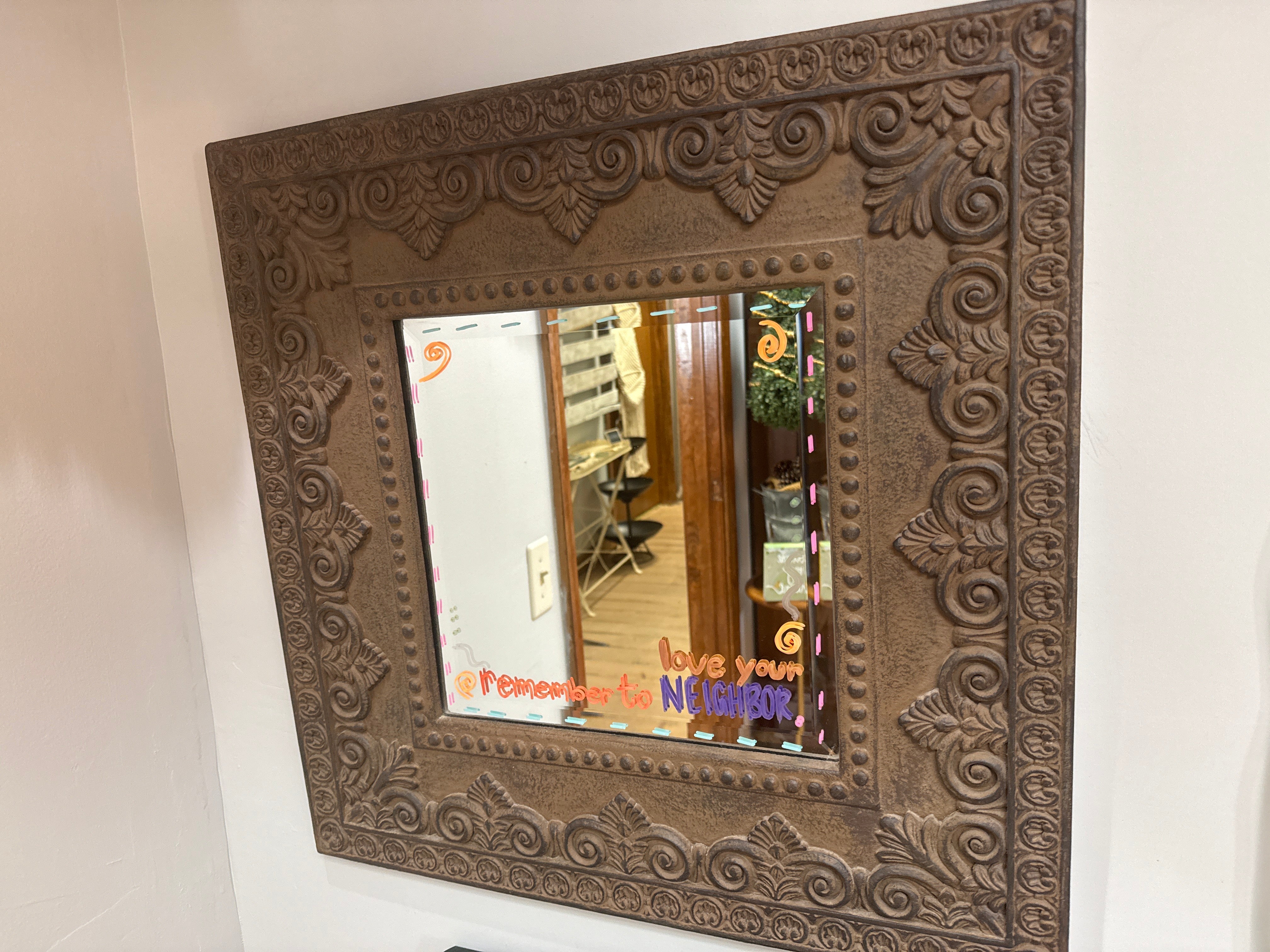 Brown Square Mirror