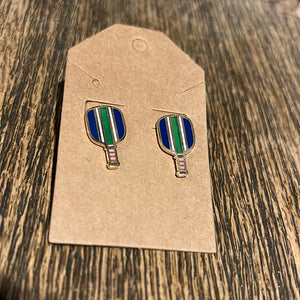 Pickle ball earrings-blue