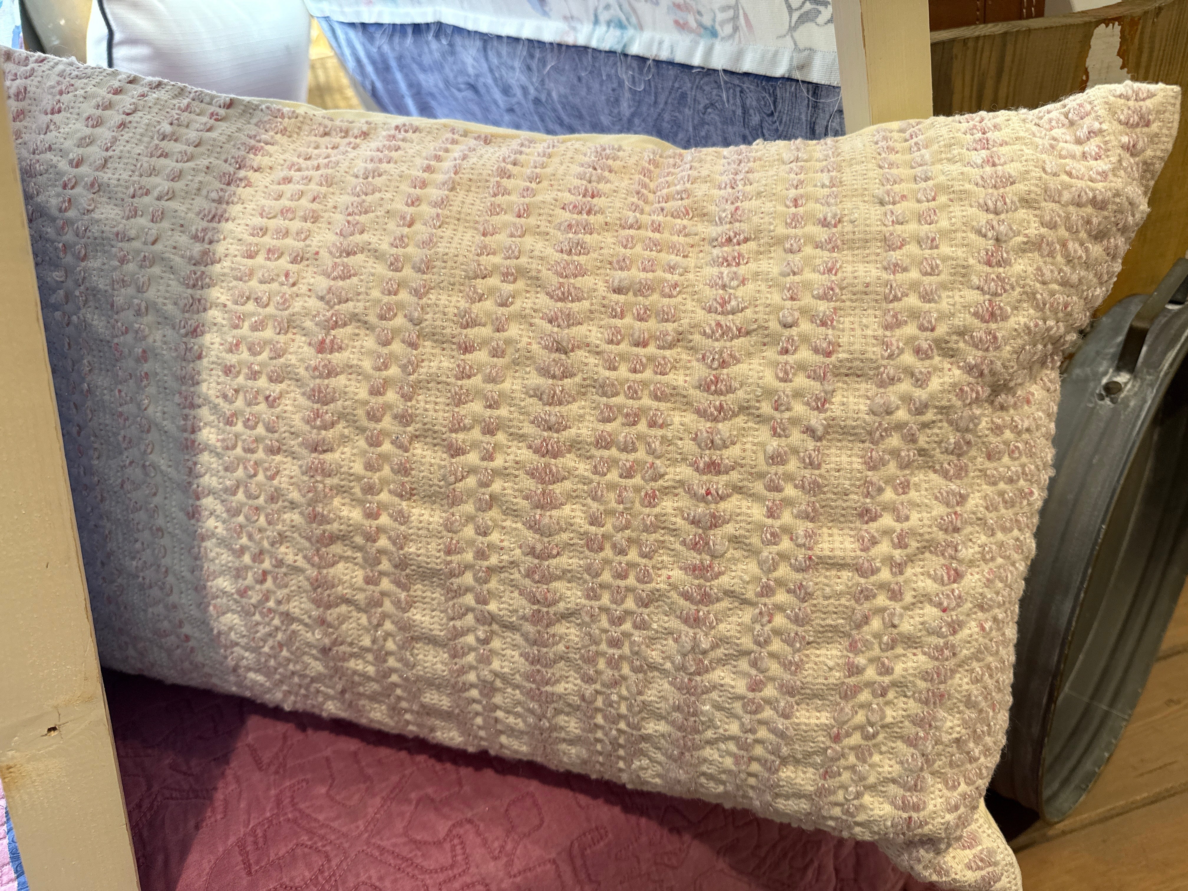 Woven Creme/Pink Oblong Pillow