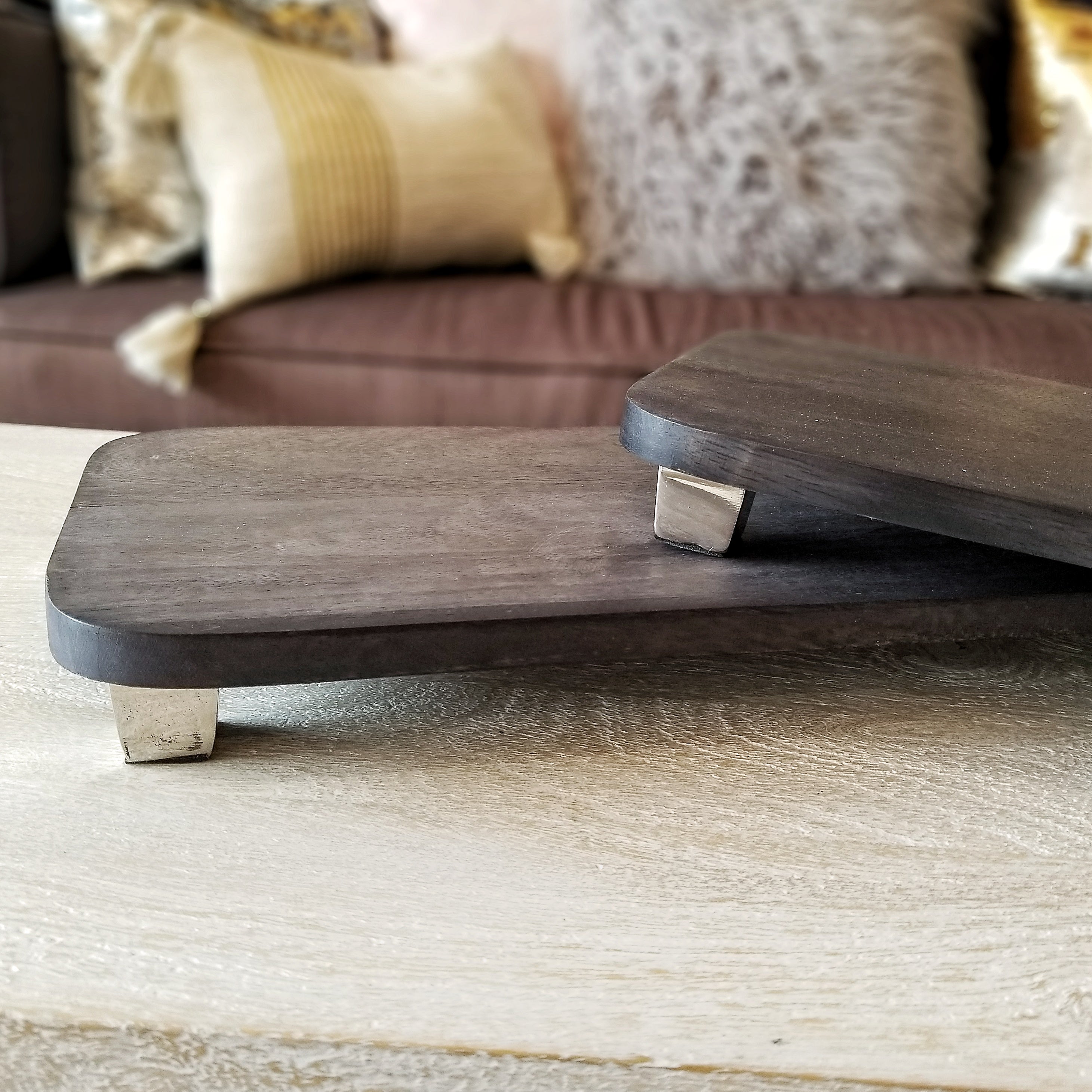 Wood Cutting Board w/ Metal Legs