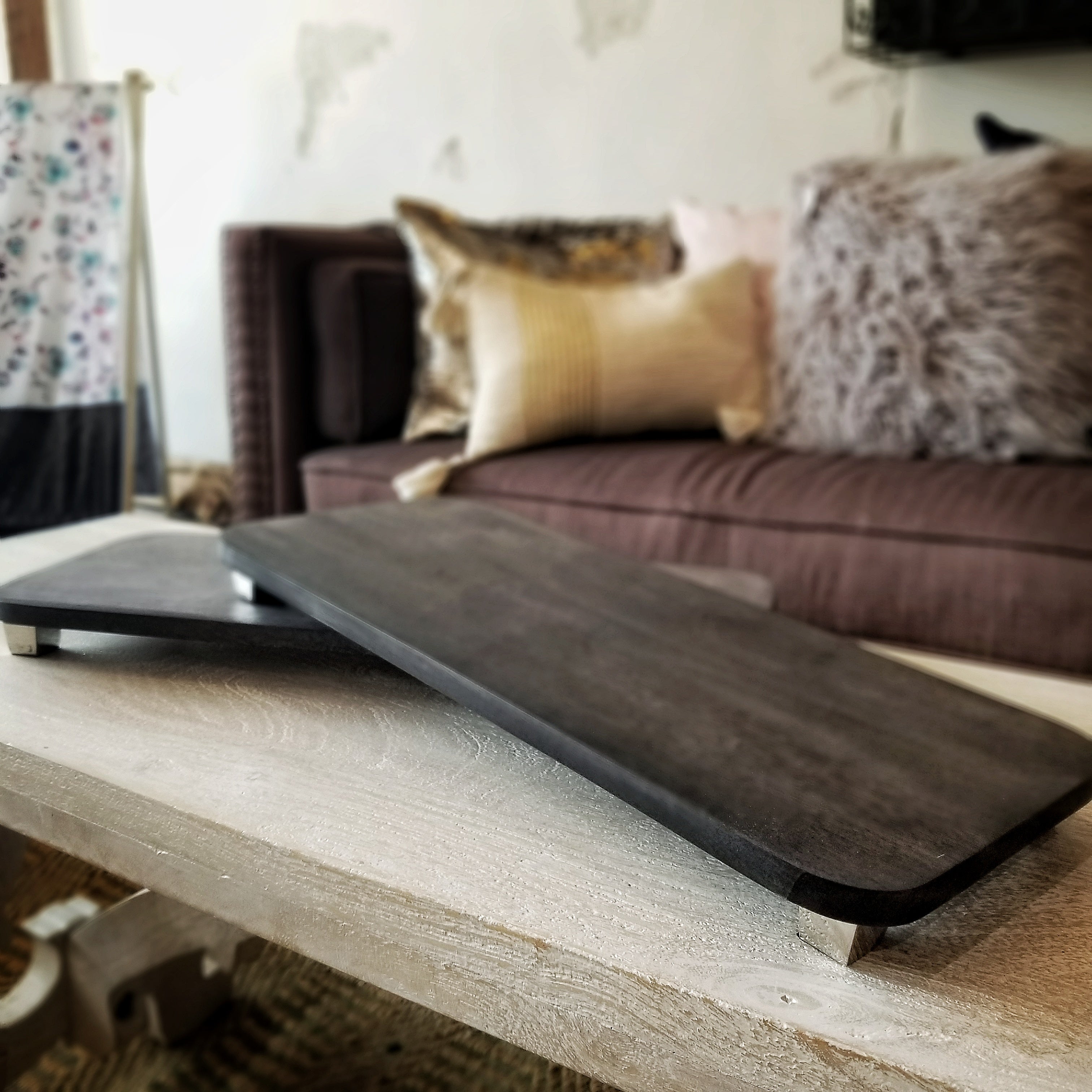 Wood Cutting Board w/ Metal Legs