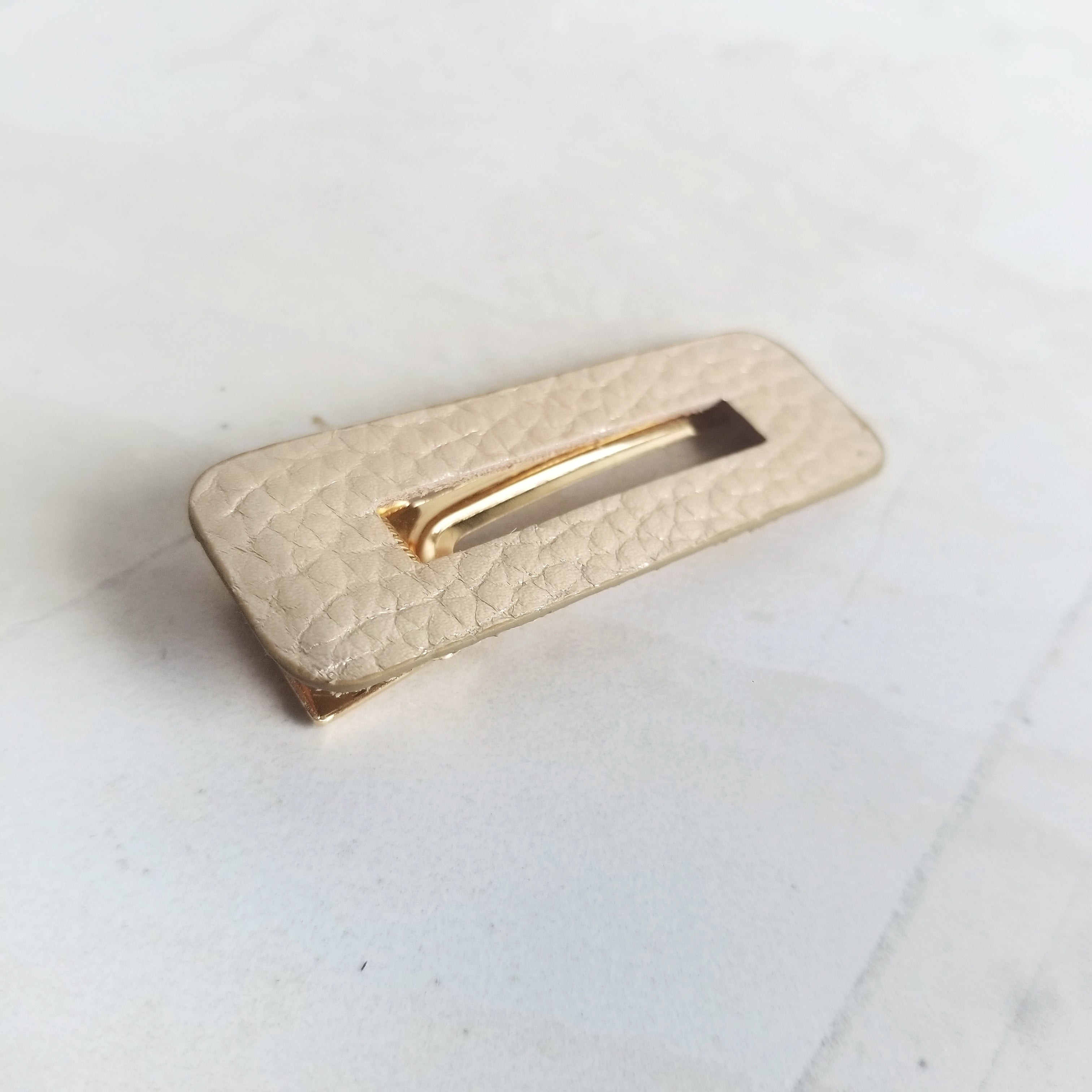 Gold Leather Hair Clip
