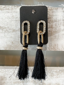 Black and Gold Chain Fringe Earring