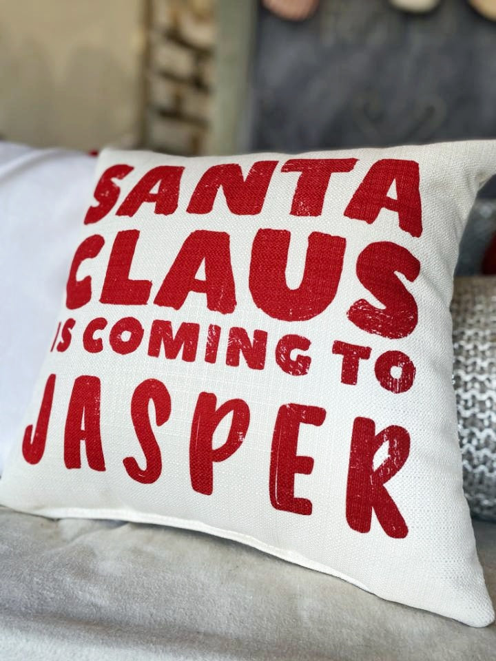 Santa Claus is Coming to Jasper Pillow
