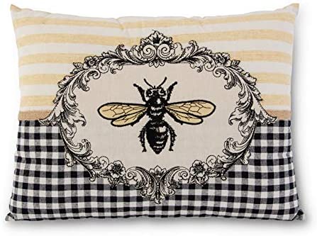Embroidered Bee Pillow Cream