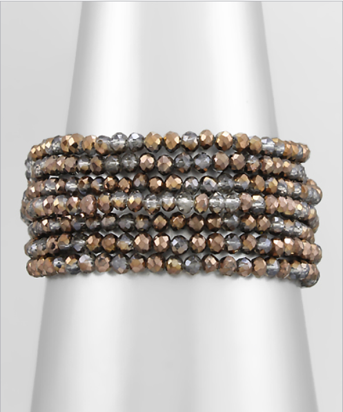 Crystal Layers Bracelet; Bronze/Black/Brown