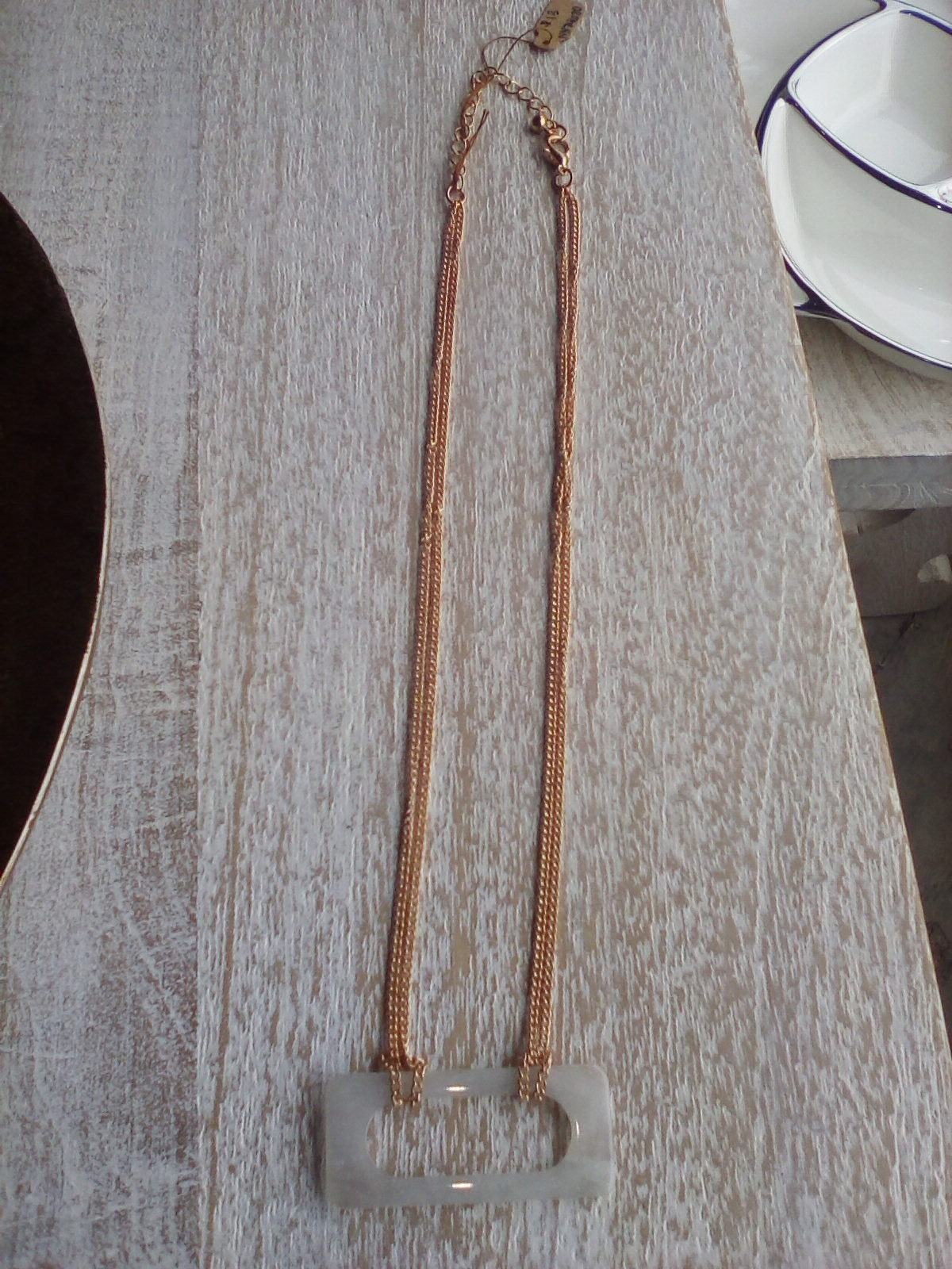 frosted rectangle necklace nn74680