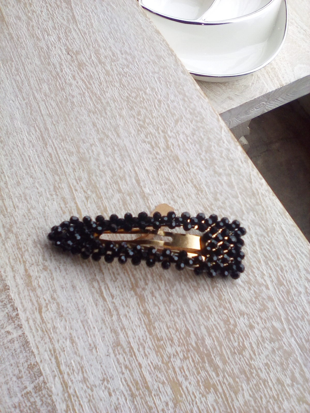 black bead hair clip cc37454