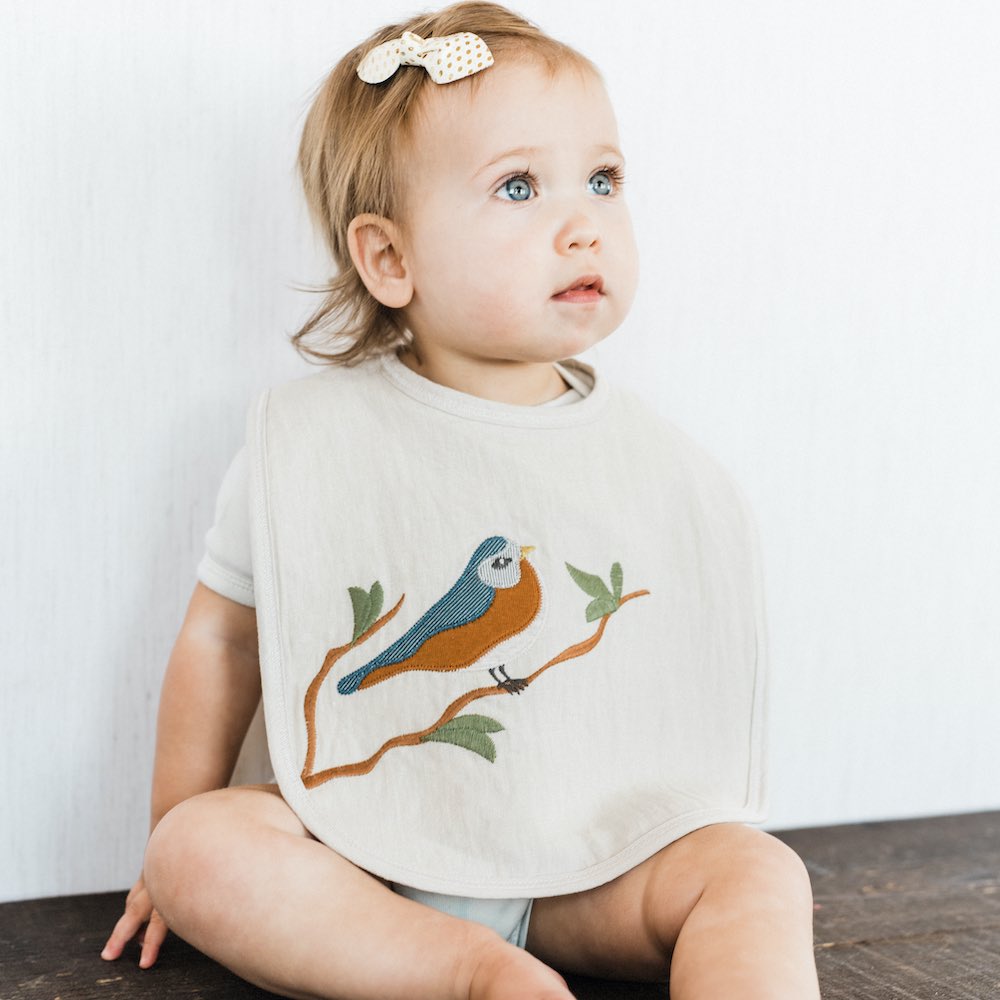 Milkbarn Appliqué Linen Bib