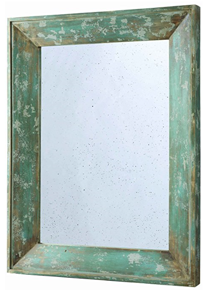 Wood Framed Mirror, Distressed Blue