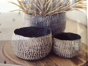 Verdigris finish metal planter