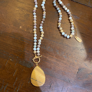 Glass Beaded Stone Necklace