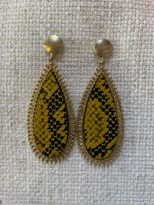 Mustard Snake Teardrop Earring