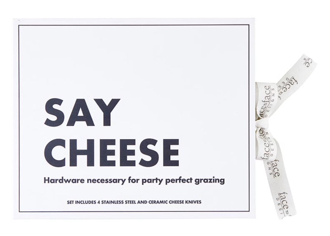 SAY CHEESE CERAMIC CHEESE KNIVES - SET OF 4