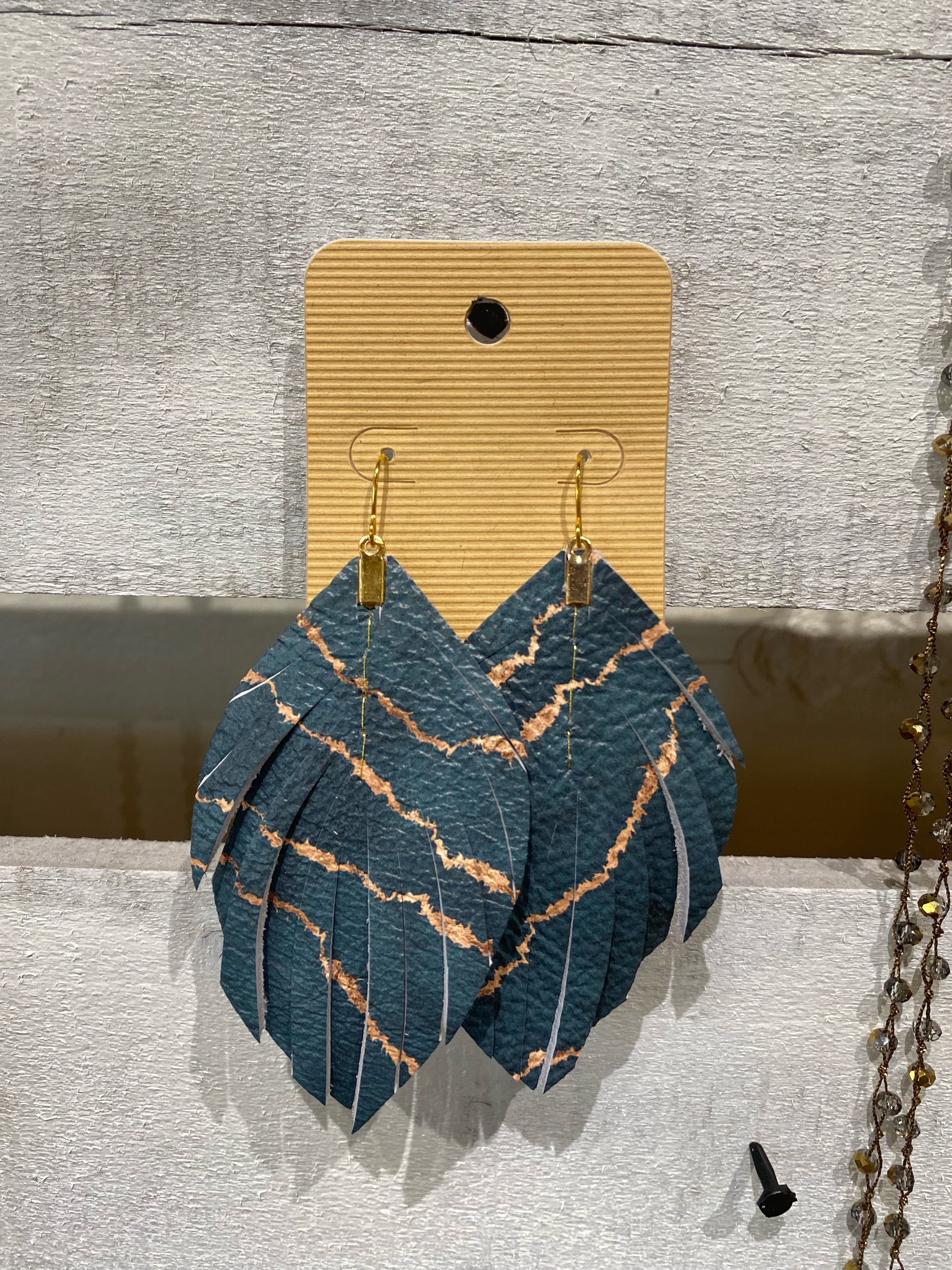 Small Turquoise Feather Earring
