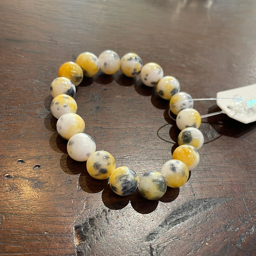 Yellow Agate 10mm Stone Bead Bracelet