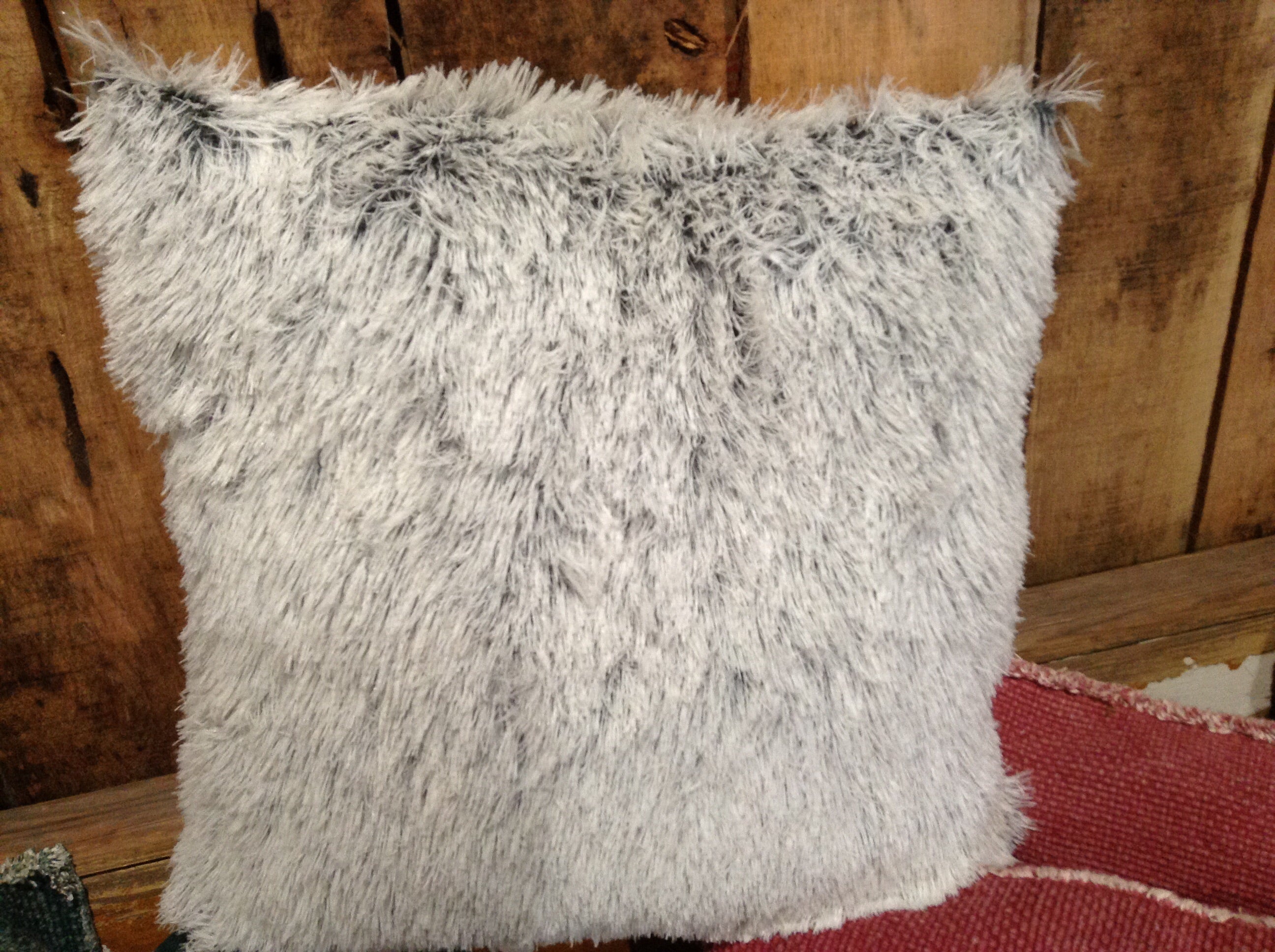Two tone faux fur pillow