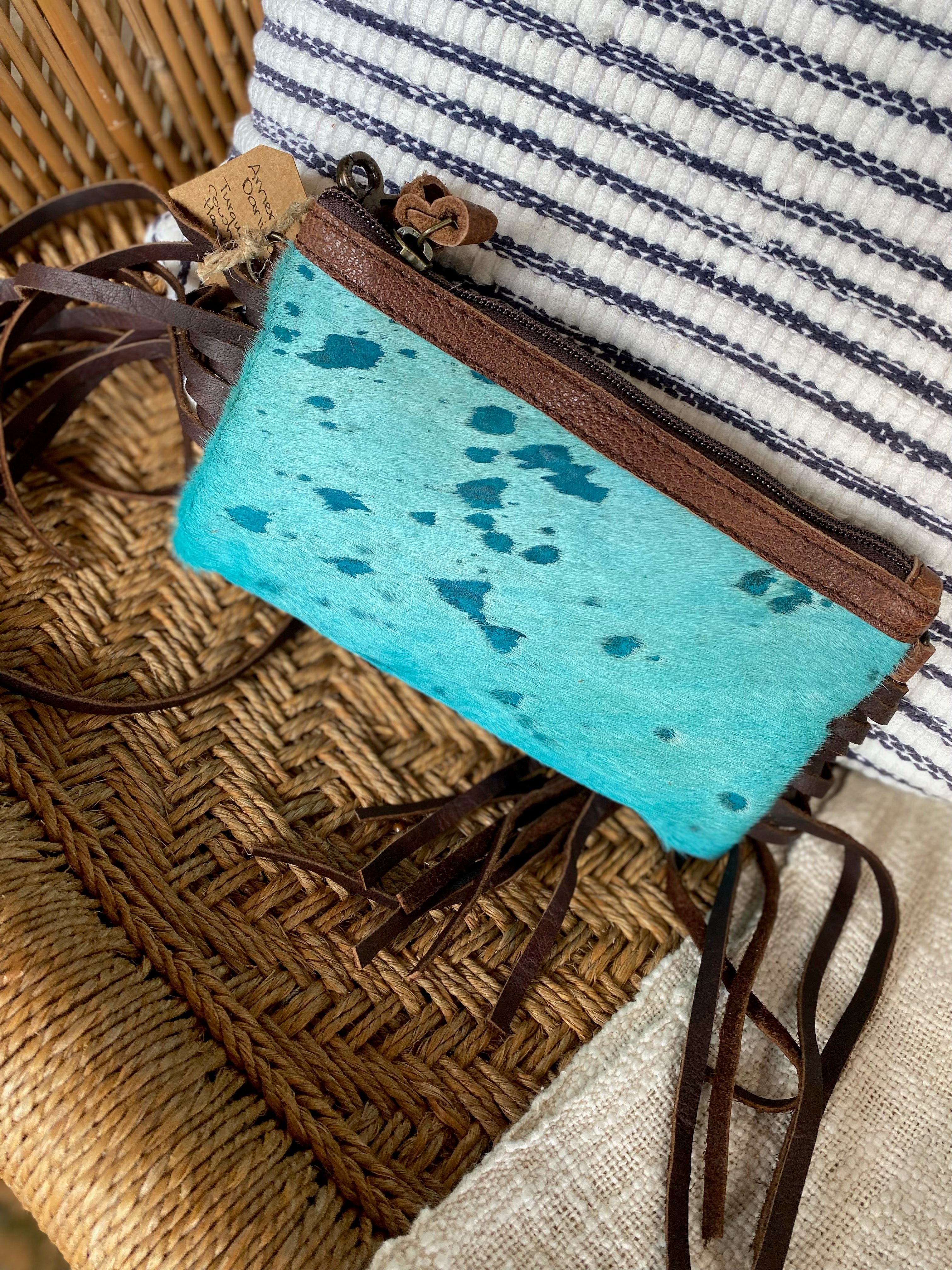 American Darling Turquoise Cowhide Handbag