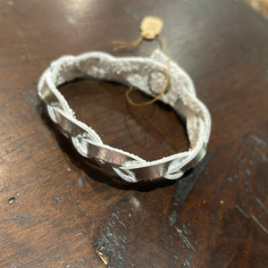 Silver leather braided bracelet