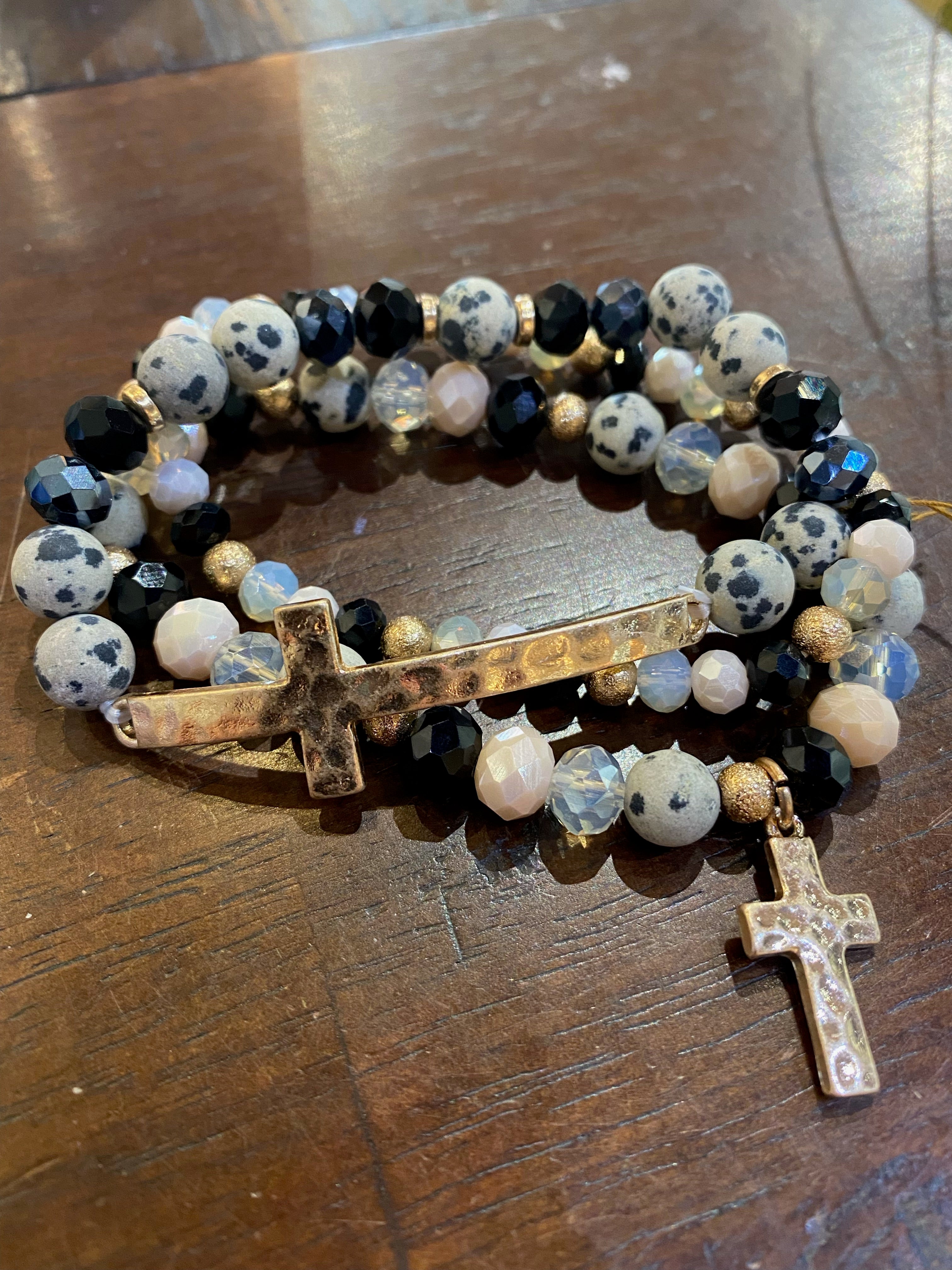 Dalmatian Cross Bracelet