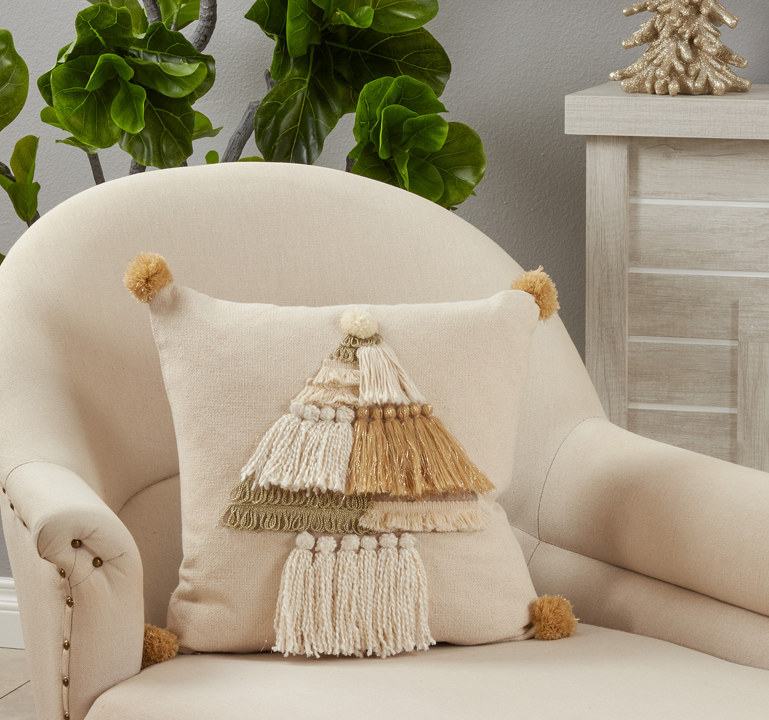 Tassel Christmas Tree Pillow