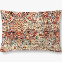 ANTIQUE RUG INSPIRED 18" X 18" PILLOW (GREY/MULTI)