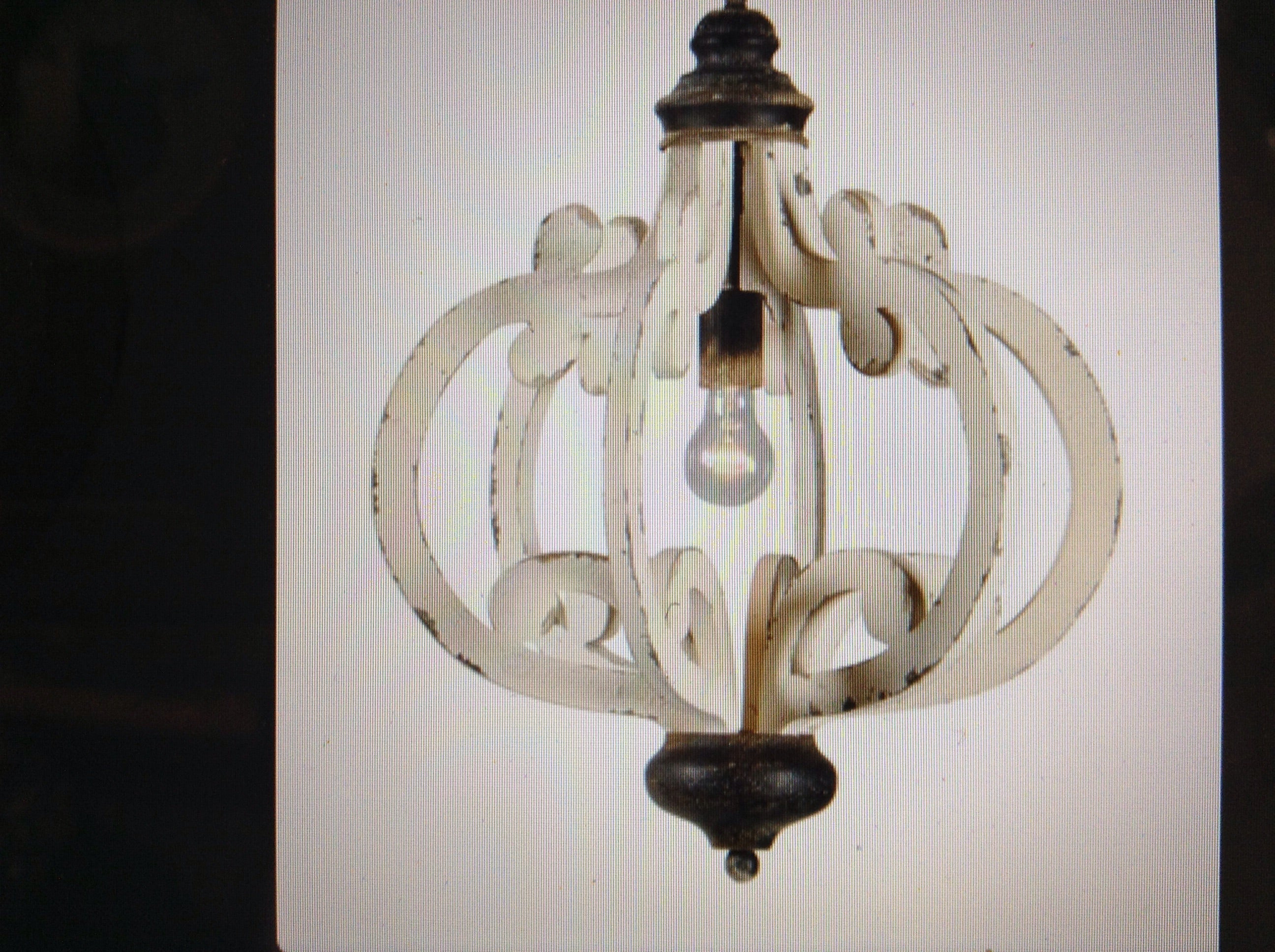 Black and white round edge chandelier