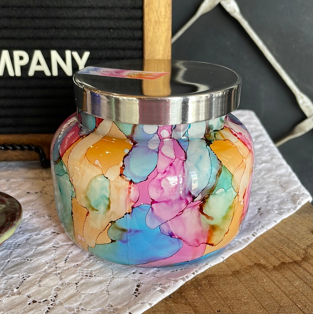 Capri Blue Volcano Candle Watercolor Jar