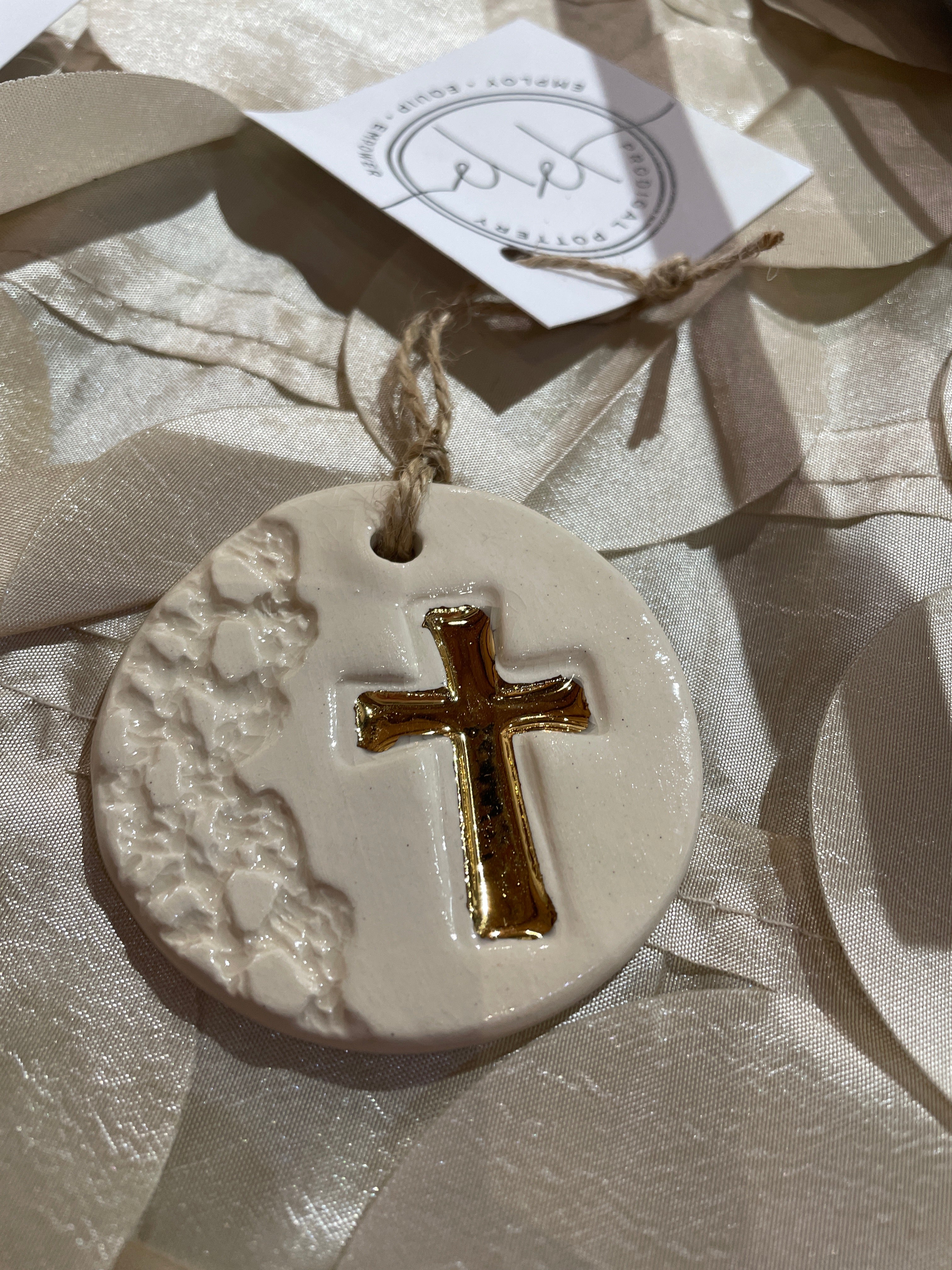 Gold Leaf Cross Ornament